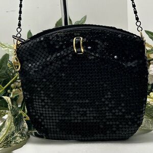 Vintage Metallic Mesh Evening Crossbody Bag Women's Small Black Metal Mesh